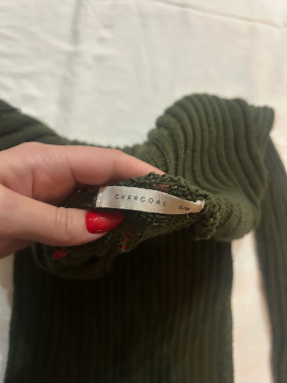 Slim Ribbed Scoop-Neck Sweater in Olive Green - Picture 3 of 3